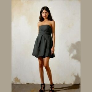 White House Black Market Size 10 Formal Strapless Dress‎ Black Balloon Hem